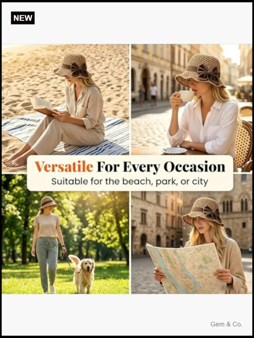 Ruffled Bow Straw Sun Hat Foldable UPF 50+ Breathable for Travel